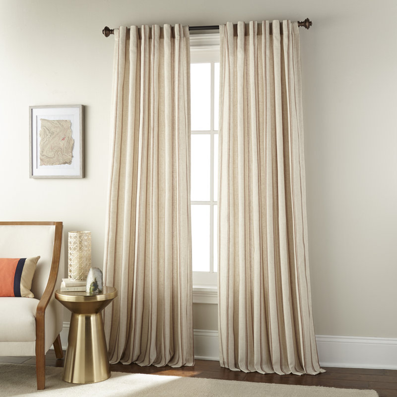Morgandale Stripe Room Darkening Rod Pocket Single Curtain Panel, Tan
