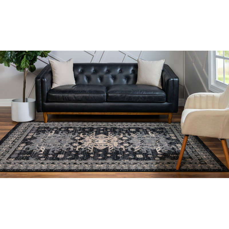 Tapis noir Eesi Southwestern, Rectangle 7 pi 10 po x 10 pi