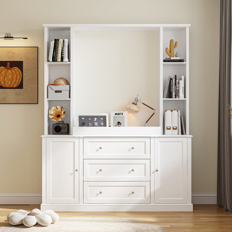 79'' H X 63'' W 3-Drawer Bookcase Storage Cabinet