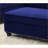 Ottoman, XL Royal Blue Velvet Traditional Cocktail with Chrome Trim | Walnut Brown Legs | Wooden Frame