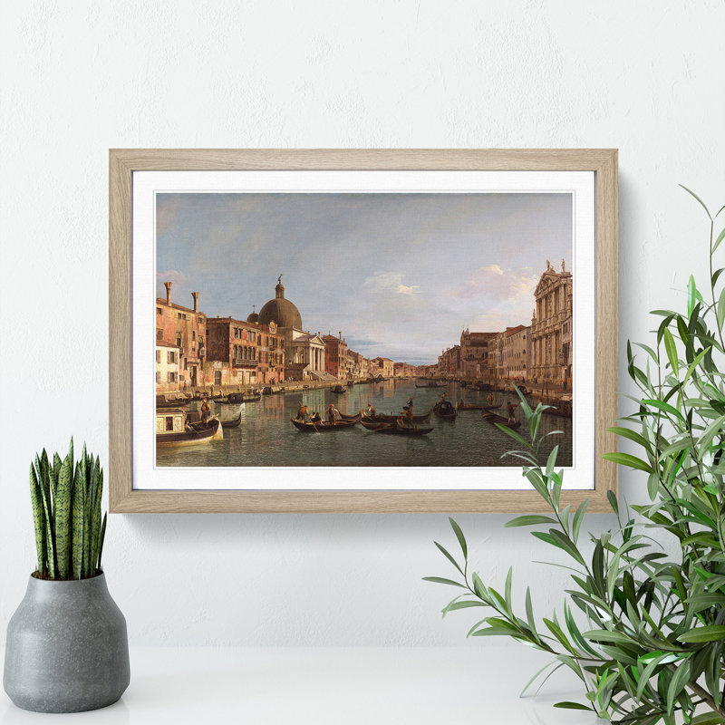 The Grand Canal in Venice by Giovanni Canaletto - Picture Frame Painting, 48cm H x 65cm W x 2cm D, Oak