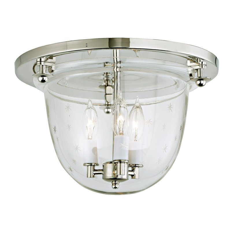 Juin Glass Flush Mount, Polished Nickel