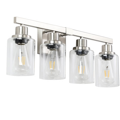 Meuble-lavabo moderne en nickel brossé - 4 lumières avec verre transparent et zones - 4 verres, éclairage idéal pour le vestiaire