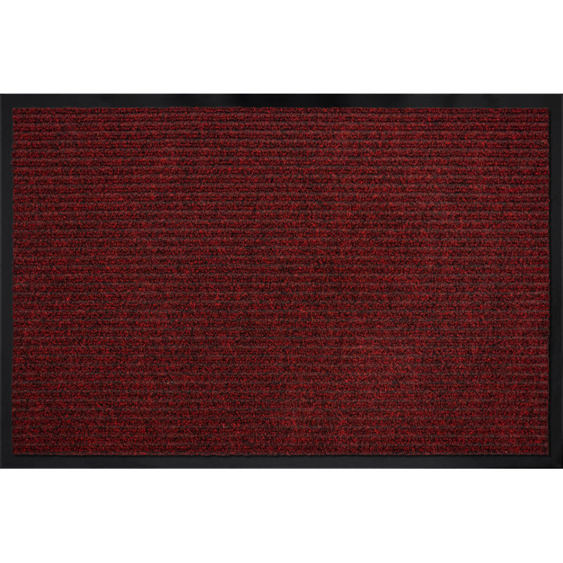 Mayberry Rug Weather Guard Door Mat, Made in the USA, Heavy Duty Entrance Mats, Commercial Office Doormat, Waterproof, Vinyl Backing, Boot Scraper, Red 3'x5'