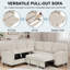 Canapé-lit modulaire en L avec lit escamotable, rangement, charge USB et porte-gobelet-855747221