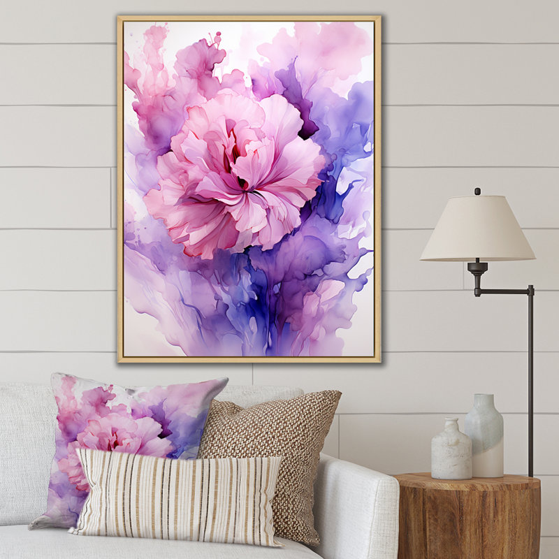 Mauve, bleu et rose, nuages d'encre I - formes abstraites, reproduction d'art sur toile, H 40 po x l 30 po x P 1,5 po