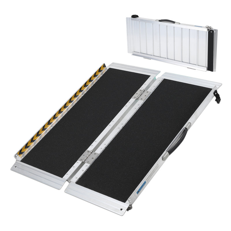 Portable Aluminum Wheelchair Ramp – Non-Slip Surface, Transition Plate, Reflective Strips, 600 lbs Capacity – Perfect for Home Steps, Doorways, Curbs – Accessibility Solution – Size: 4ft