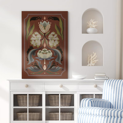 Abstrait botanique brun rétro, illustrations florales abstraites sur