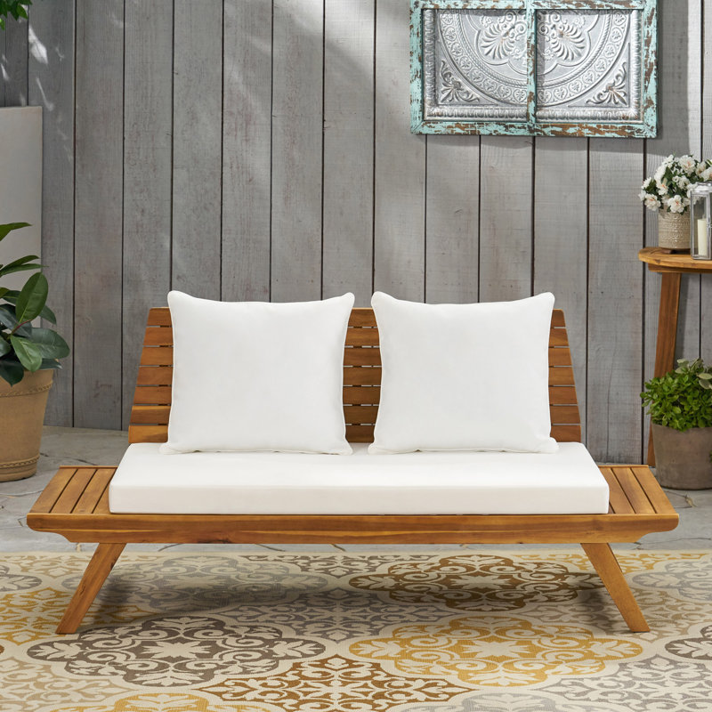 Causeuse Sédona, White Cushion/Teak Frame
