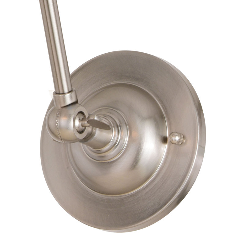 Lillias Steel Swing Arm Sconce, Satin Nickel/Matte White, 13.25" H x 6" W x 19.5" D
