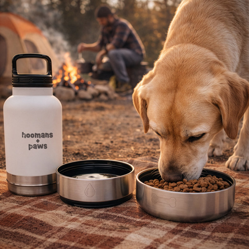 Bouteille d'eau de voyage 3-en-1 Hoomans + Paws, Blue