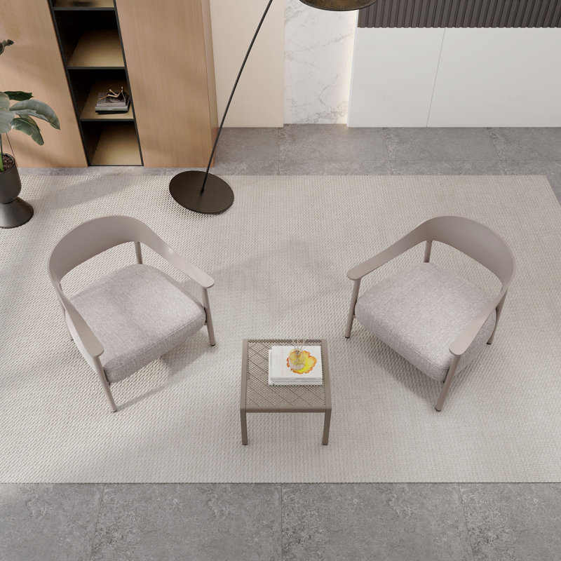 2 Piece Sofa Set Steel Holiday - Modern Accent Chair Set With Coffee Table – Warm Grey Pp & Frame , Soft Cushioned Seating For Living Room Lounge Balcony (2 Chairs + 1 Table)