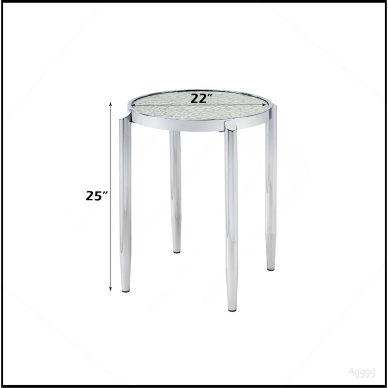 Table d'appoint ronde en chrome brillant avec pattes extérieures effilées