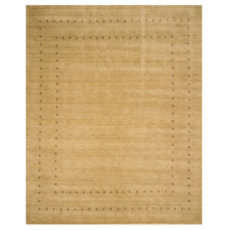 Tapis transitionnel uni en laine fait à la main Jasmine, Rectangle de 10 pi x 14 pi
