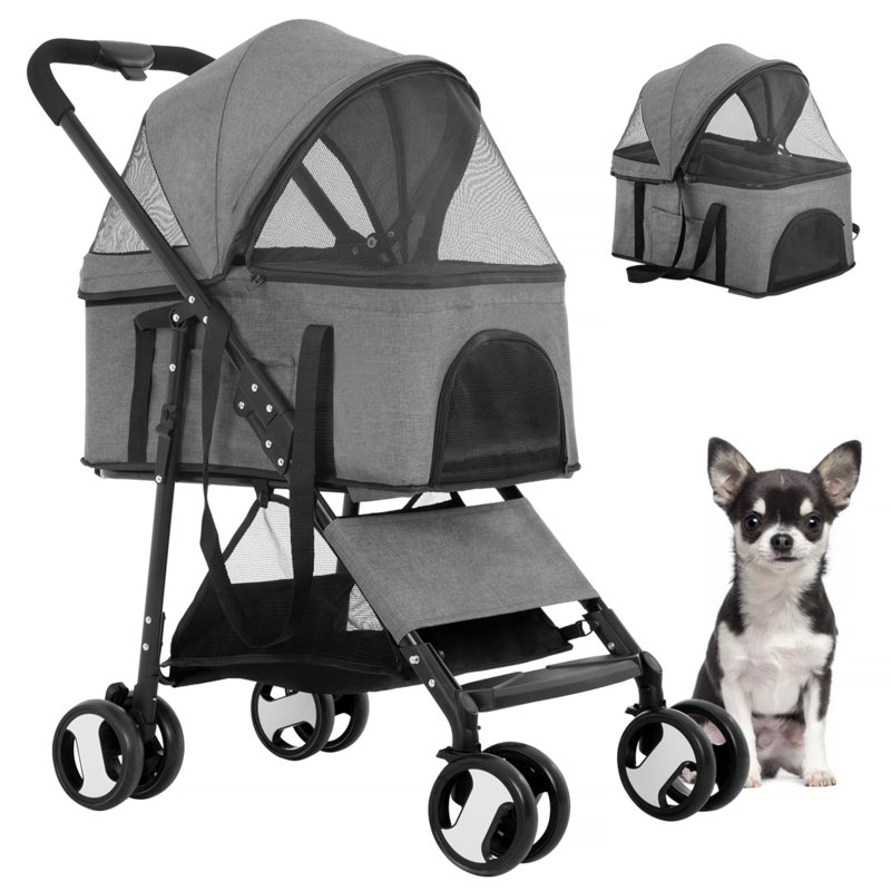 Poussette pliante standard avec support amovible, Gris