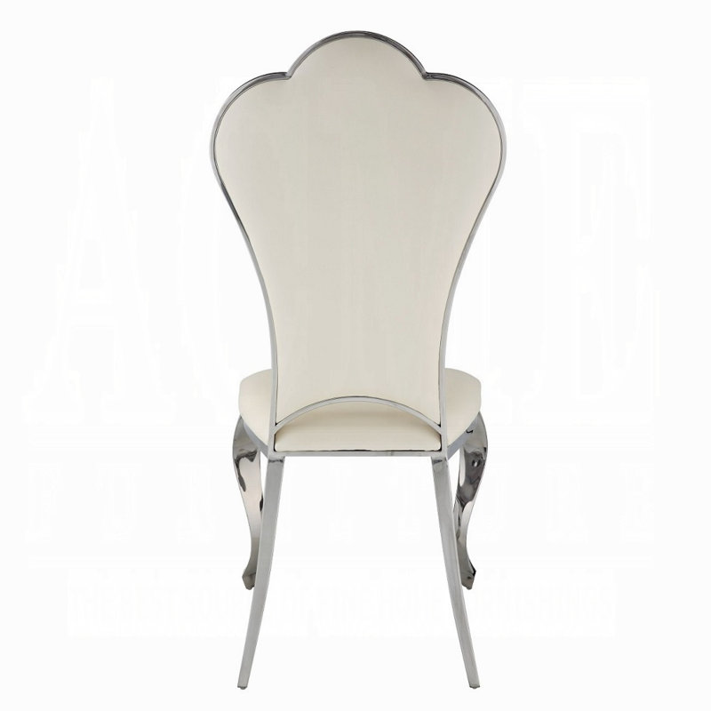 Beige Faux Leather Upholstered Side Chair with Metal Frame