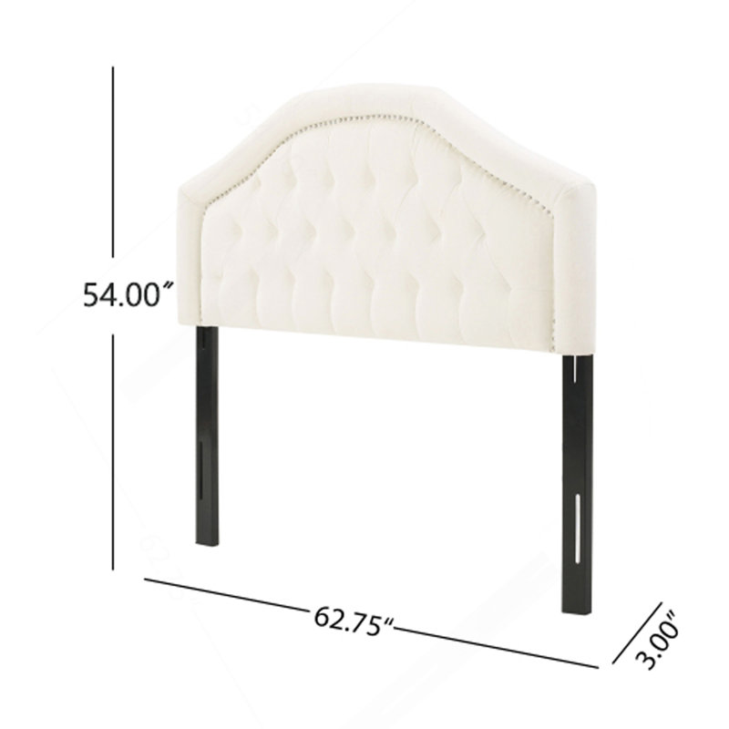 Tufted Upholstered Headboard Queen Size, Ivory