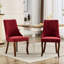 Rayon Cloth Linen Dining Chairs, Pair Of 2, Solid Wood Legs With Curve, High Rebound Sponge, Wine Red Upholstery, Long-Term Comfort-199550961