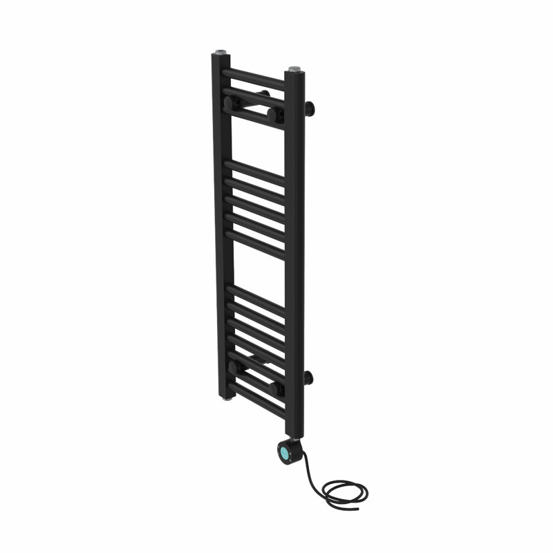 Aramantha Straight Towel Rail Heated Towel Rails, Black, 80cm H x 30cm W x 3cm D