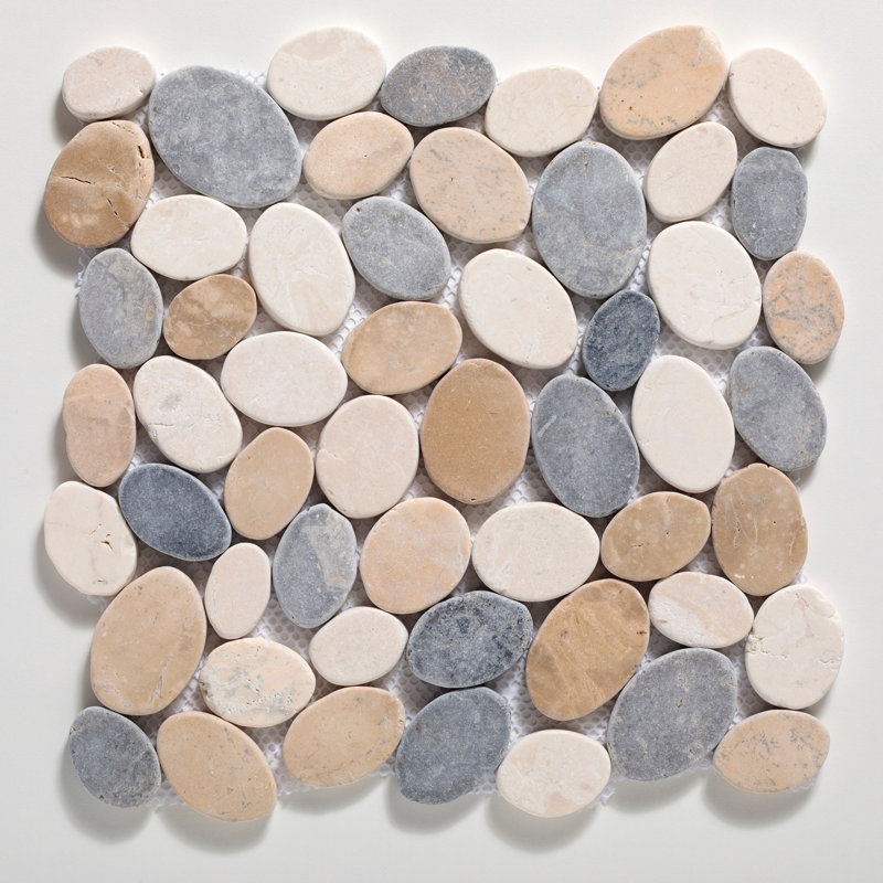 Carreaux de mosaïque en pierre naturelle, Brun clair / blanc / gris