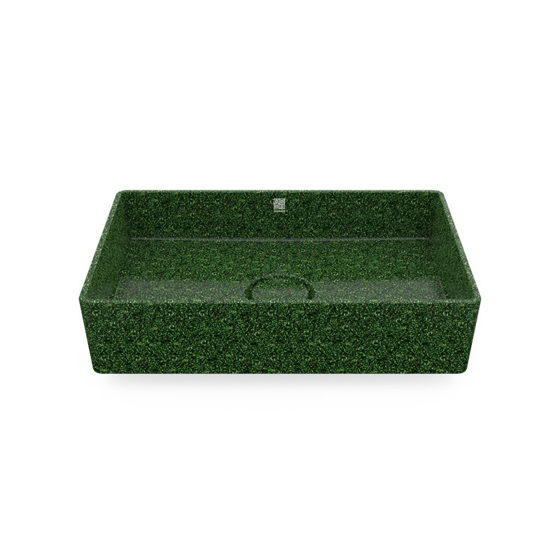 Woodio Cube60 15.75'' Wood Rectangular Bathroom Sink, Moss