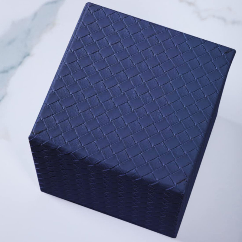 Square PU fabric Tissue Box Cover, Navy
