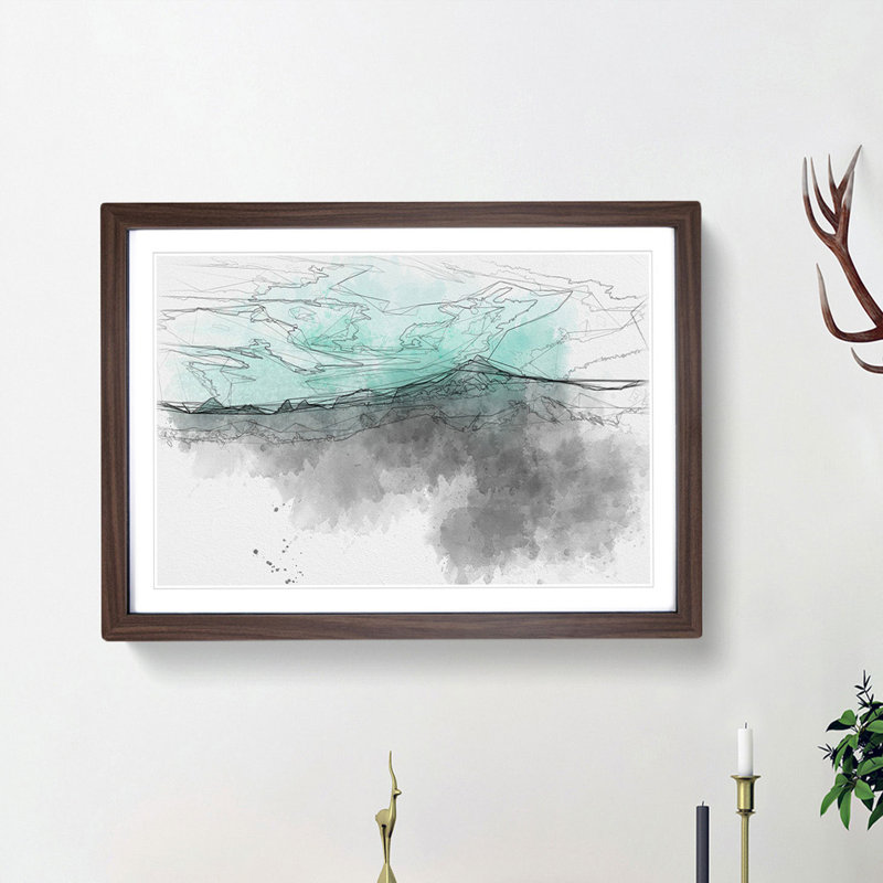 Mint Green Sky - Picture Frame Graphic Art Print, Walnut Framed, 62cm H x 87cm W x 2cm D