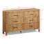 Commode élégante à six tiroirs en bois avec finition naturelle pour les chambres modernes, offrant beaucoup de rangement et un design élégant