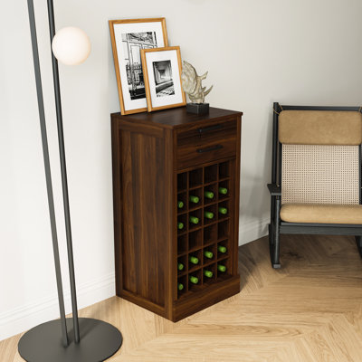 Armoire modulaire avec rangement pour 28 bouteilles de vin - Noyer brun