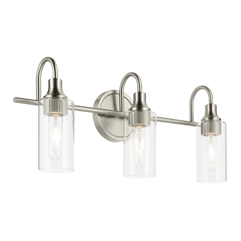 23" 3-Light Vanity Light with Clear Glass, Brushed Nickel