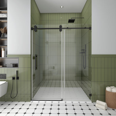 8" Round Shower Door Handle - Back to Back Stainless Steel Pull Bar, Fits 1/4" to 1/2" Glass Thickness