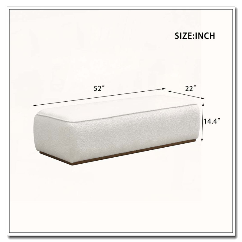Banc rembourré de 52 po de largeur