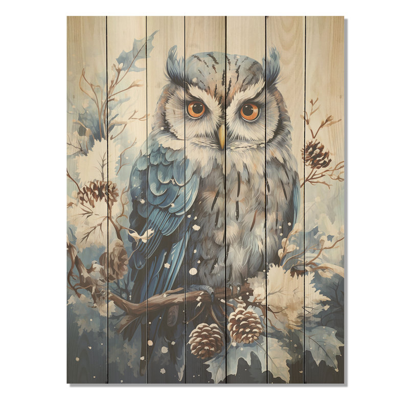 Winters Owl Gaze Serenity - Hibou animal sur bois, H 20 po x l 10 po