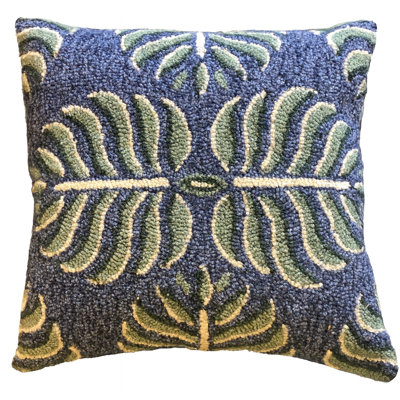 Geo Palm Blue  Pillow Size 18X18