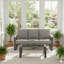 2-Piece 3-Seat Outdoor Sofa Couch Set, 75" All-Weather 3-Seat Aluminum Patio Sofa With Thick Gray Cushions  & 44" Glass Coffee Table