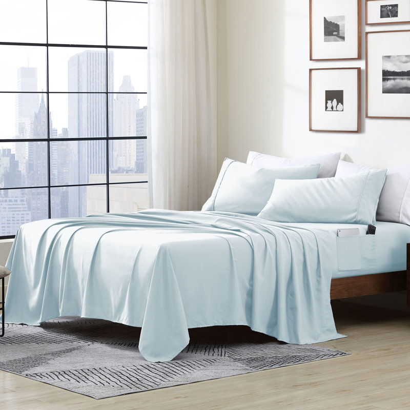 Swift Home Smart Pocket 4-Piece Sheet Set - Essential 1800 Series Microfiber - Fits Mattress up to 14" Thick - Convenient Storage, Peach Fuzz, Durable, Easy Care