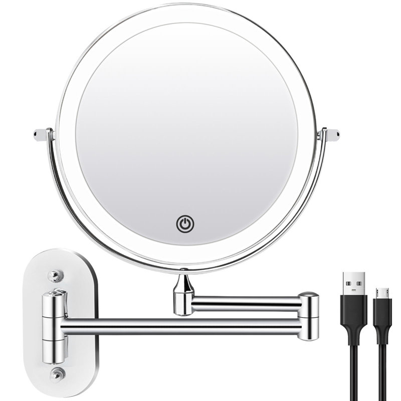 Miroir de maquillage mural pour salle de bain Teejay, Chrome chrome