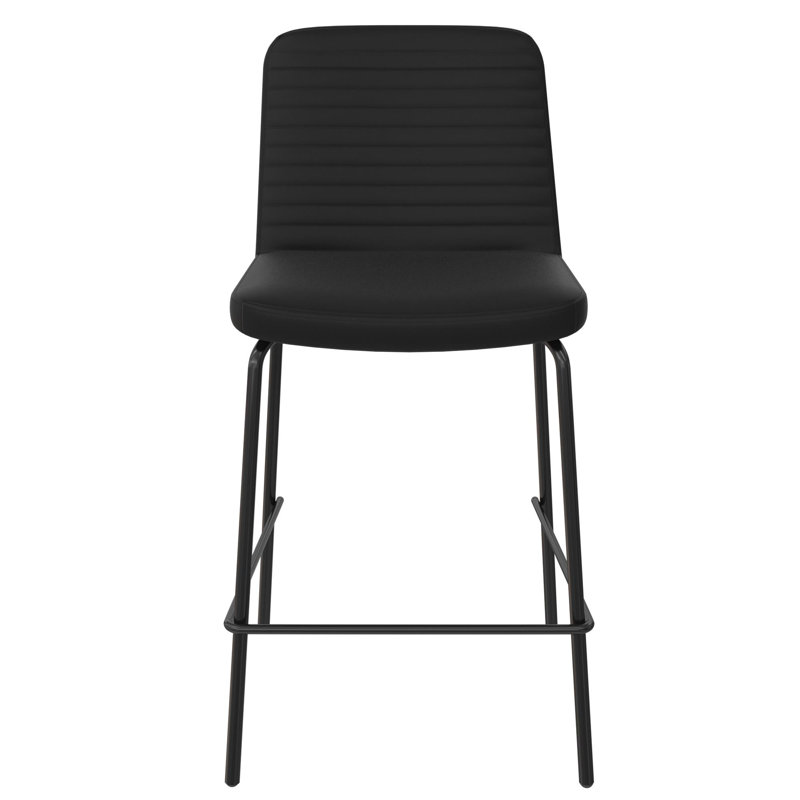 Anaysia Upholstered Counter Stool with Metal Frame, Black