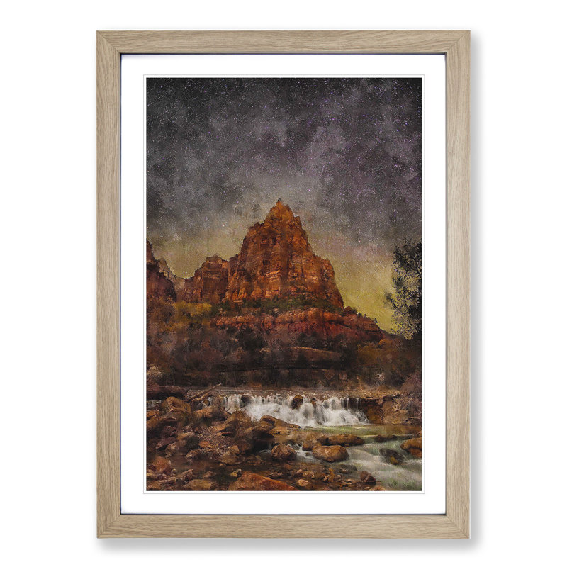 Beneath the Stars in Zion National Park - Picture Frame Painting, Oak Framed, 65cm H x 48cm W x 2cm D