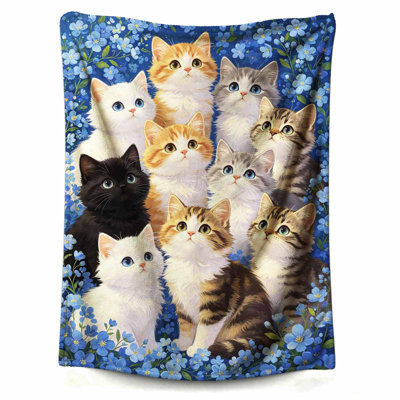 Blanket Cat Soft and Comfortable Wool Fleece Throw Blankets for Sofa Office Car Camping Yoga Travel Home Decoration Cozy Plush Beach Gift, 40 x 50 inComes with a canvas bag with cat print as a bonus