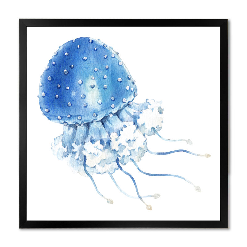 Beautiful Jellyfish Composation IV - Peinture, Impression noire sur toile encadrée, H 16 po x l 16 po x P 1 po