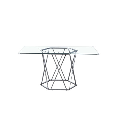 Glass Top Metal Base Dining Table