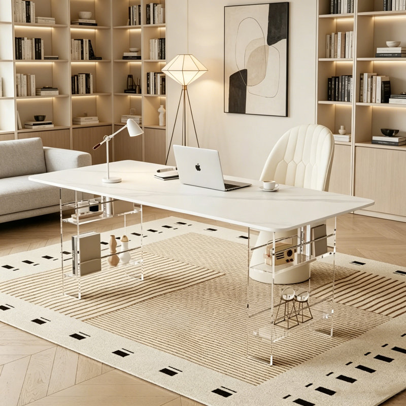 Bureau en acrylique de style moderne Modern Rock, 29.52" H x 62.99" W x 31.49" D