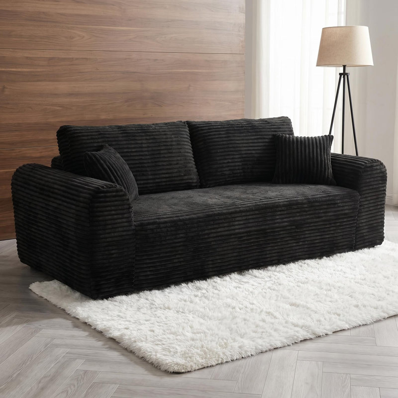 Canapé 86,6 po moderne sans assemblage requis, Black