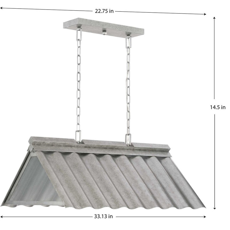 Luminaire suspendu d'extérieur 3 lumières Edgecliff, Galvanisé
