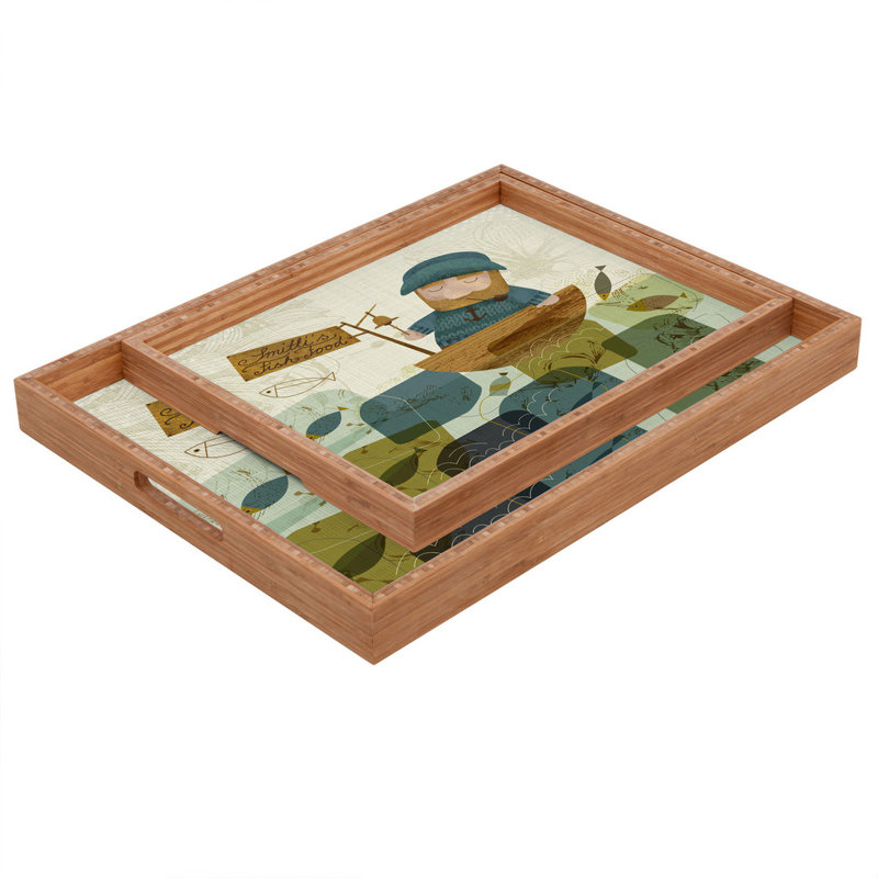 Plateau de service en pêcheur one fine, H 1,75 po x l 18 po x P 14 po