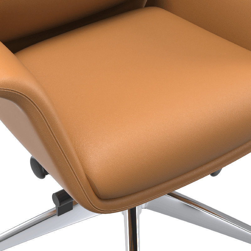 Fauteuil de direction ergonomique à haut dossier - Cuir végétalien de qualité supérieure avec structure synchro-inclinable et aluminium poli