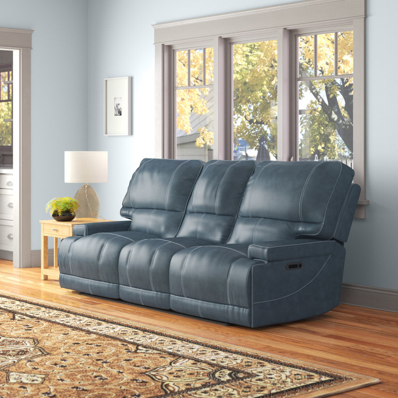 Adlan 89'' Pillow Top Arm Power Reclining Sofa, Verona Azure