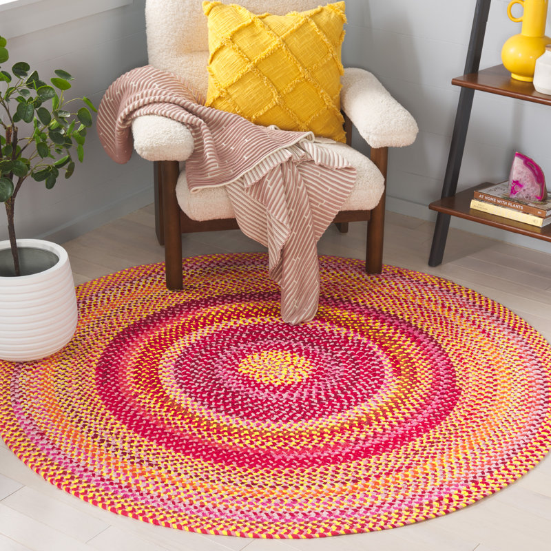 Tapis abstrait en coton tissé à la main Anique, Rond 5 pi