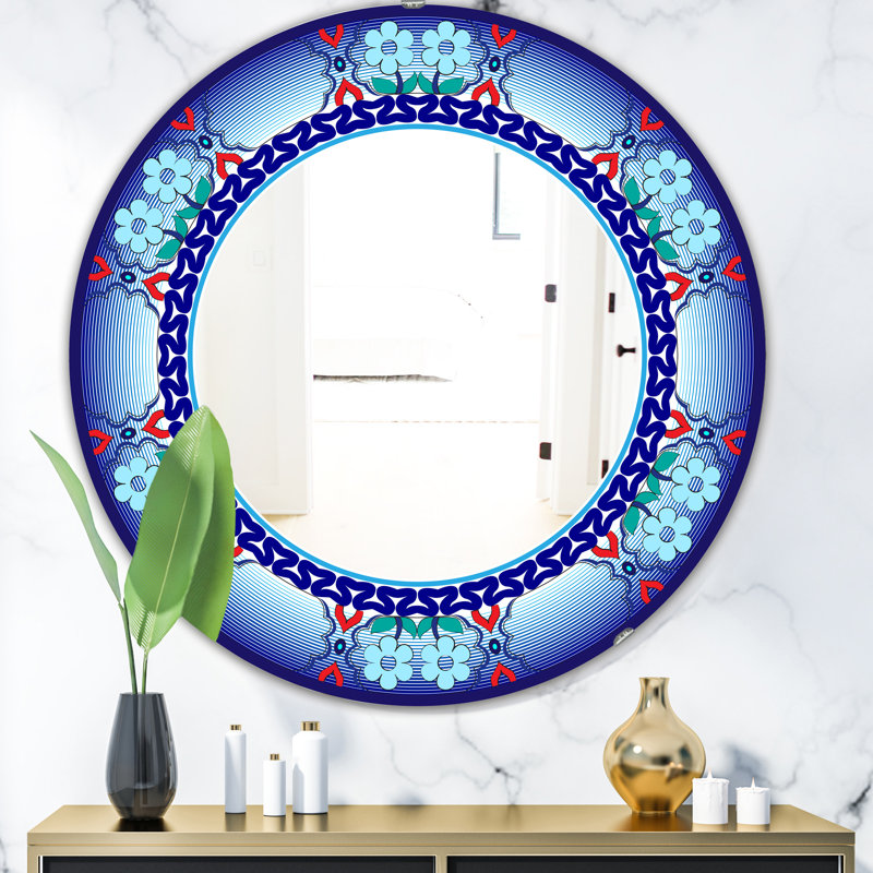 Miroir d'appoint mural Royal Flowers and Zigzags, H 31,5 po x l po